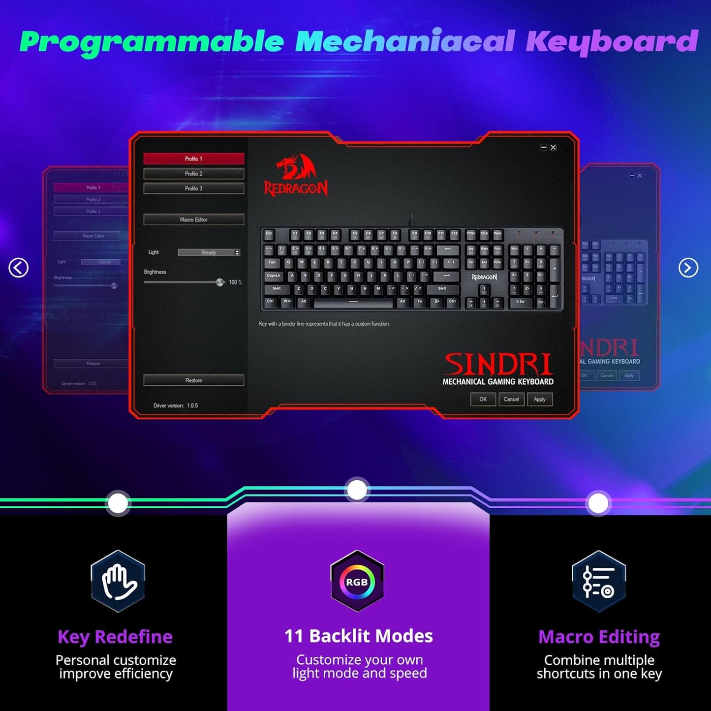 S107 Gaming Keyboard and Mouse Combo Wired Mechanical Feel RGB LED Backlit Keyboard 3200 DPI Gaming Mouse for Windows PC (Black)