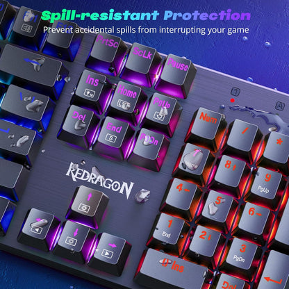 S107 Gaming Keyboard and Mouse Combo Wired Mechanical Feel RGB LED Backlit Keyboard 3200 DPI Gaming Mouse for Windows PC (Black)
