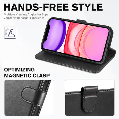 Case Wallet for Iphone 11, [RFID Blocking] Card Slots Stand Magnetic Closure, Protective PU Leather [Shockproof TPU Interior Case] Flip Cover Compatible with Iphone 11 (2019 6.1 Inch), Black