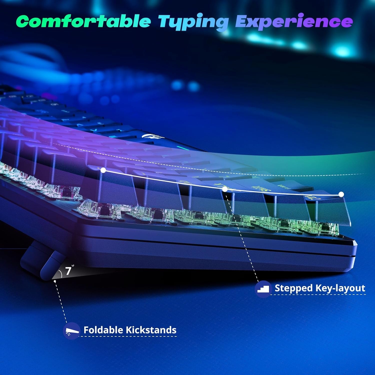 S107 Gaming Keyboard and Mouse Combo Wired Mechanical Feel RGB LED Backlit Keyboard 3200 DPI Gaming Mouse for Windows PC (Black)