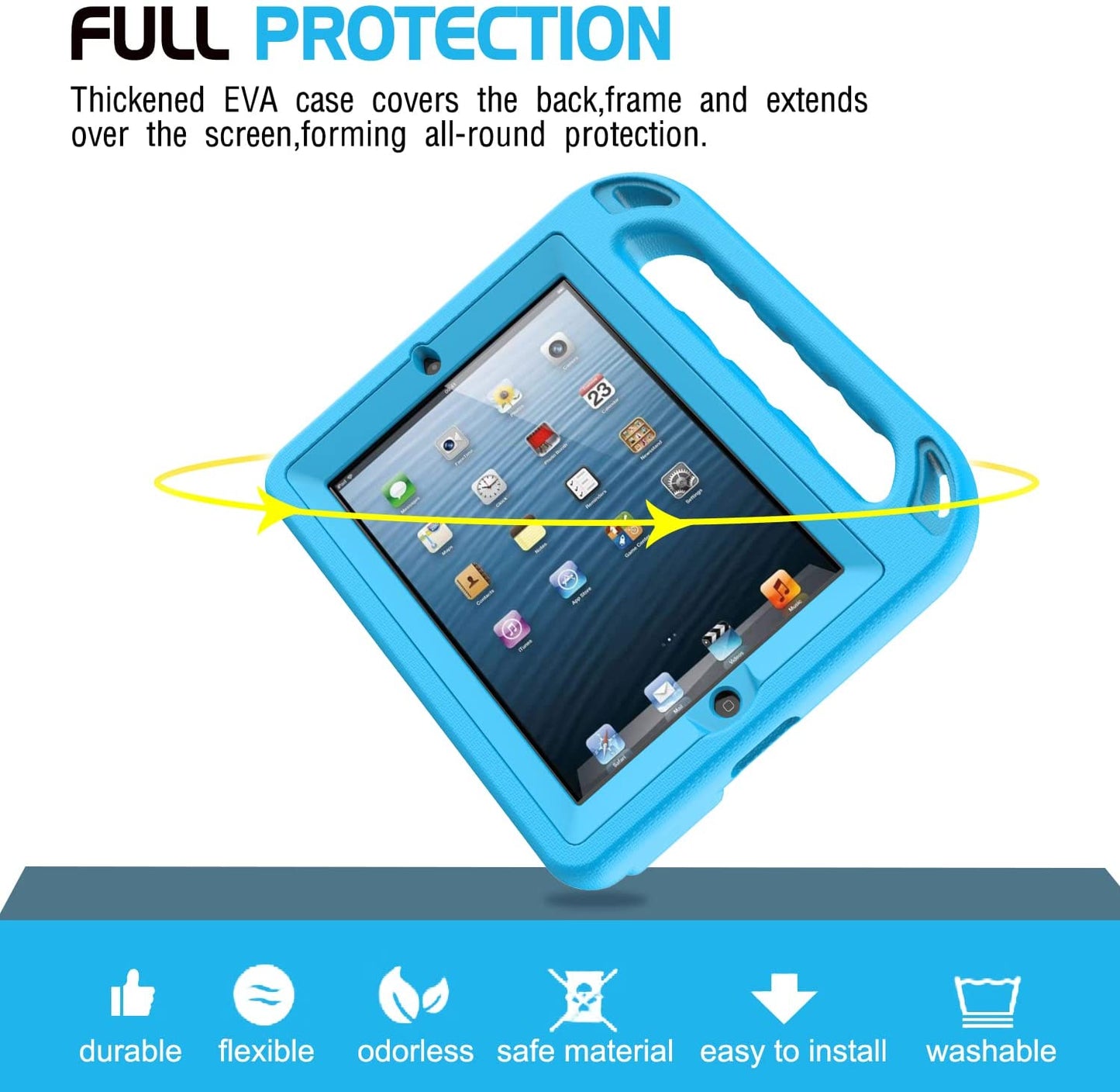 Kids Case Built-In Screen Protector for Ipad 2 3 4 （Old Model）- Shockproof Handle Stand Kids Friendly Compatible with Ipad 2Nd 3Rd 4Th Generation (Red)
