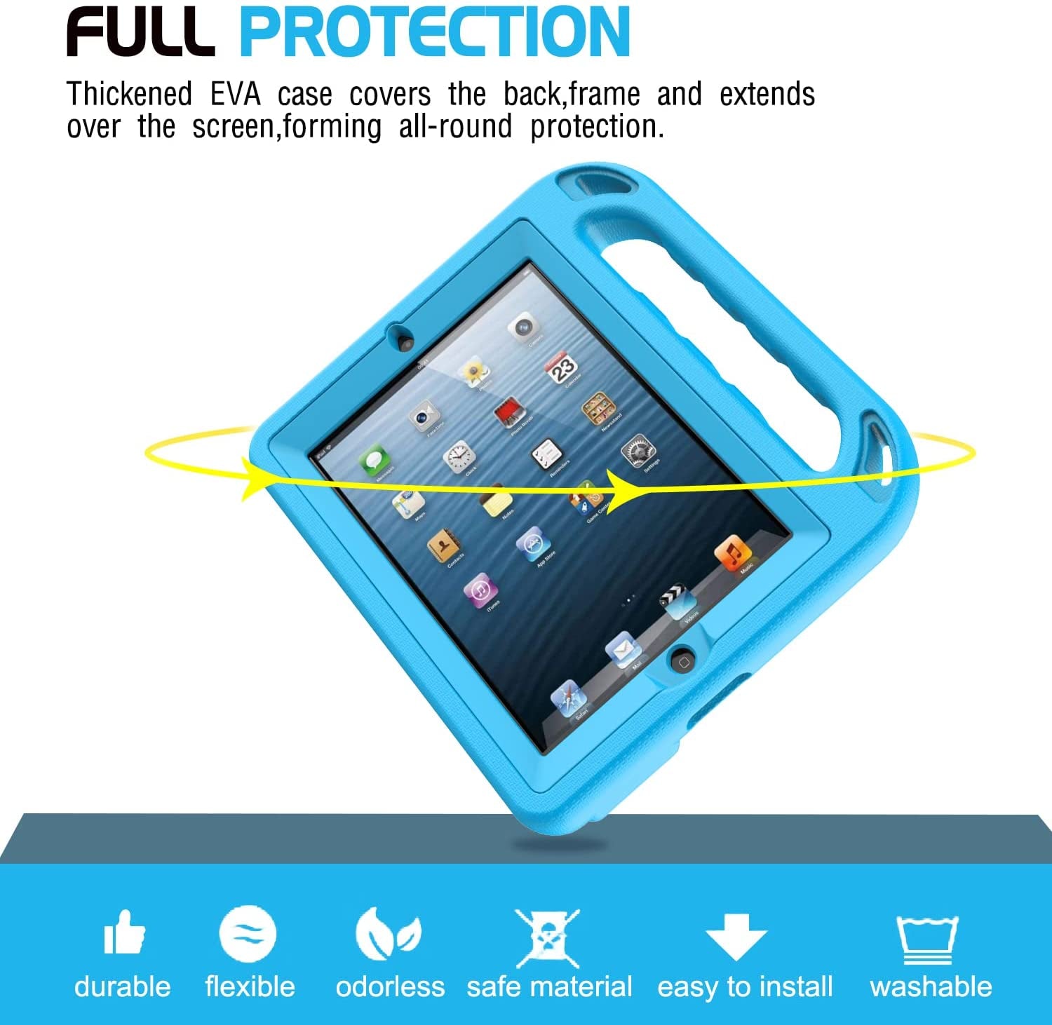 Kids Case Built-In Screen Protector for Ipad 2 3 4 （Old Model）- Shockproof Handle Stand Kids Friendly Compatible with Ipad 2Nd 3Rd 4Th Generation (Red)