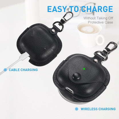 Compatible Airpods Case, Leather Airpods Cover 5 in 1 Protective Case with Keychain/Ear Hooks/Airpods Strap/Watch Band Holder/Earpods Case Compatible with Apple Airpods 2 1 Charging Case, Black