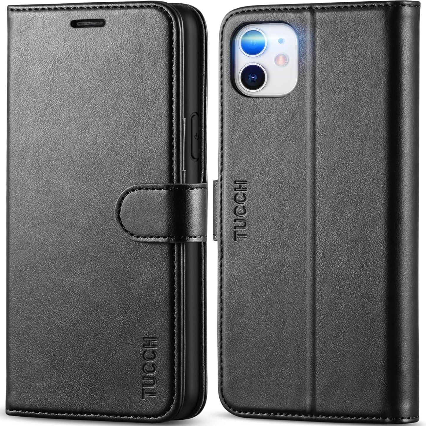 Case Wallet for Iphone 11, [RFID Blocking] Card Slots Stand Magnetic Closure, Protective PU Leather [Shockproof TPU Interior Case] Flip Cover Compatible with Iphone 11 (2019 6.1 Inch), Black