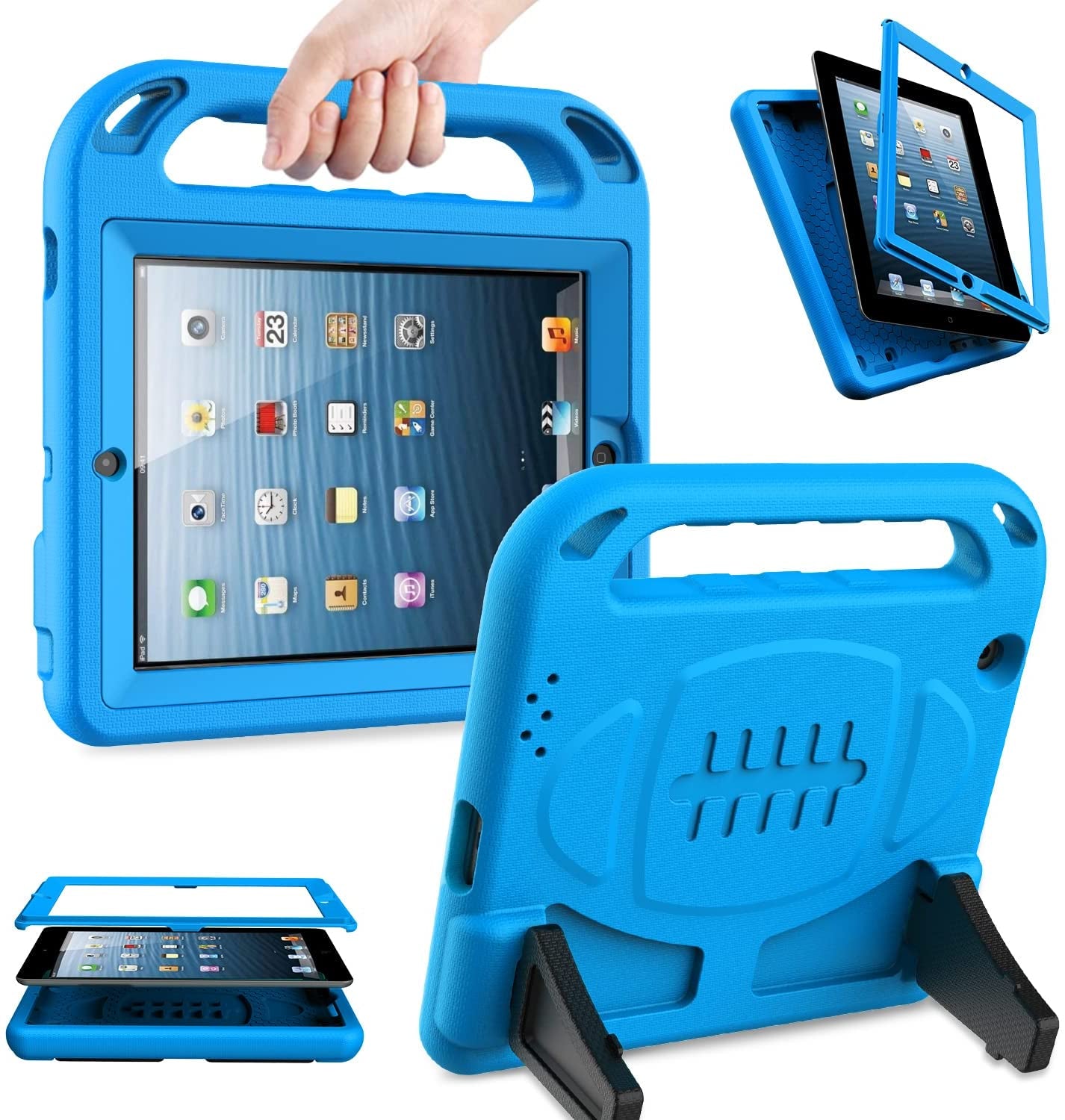 Kids Case Built-In Screen Protector for Ipad 2 3 4 （Old Model）- Shockproof Handle Stand Kids Friendly Compatible with Ipad 2Nd 3Rd 4Th Generation (Red)