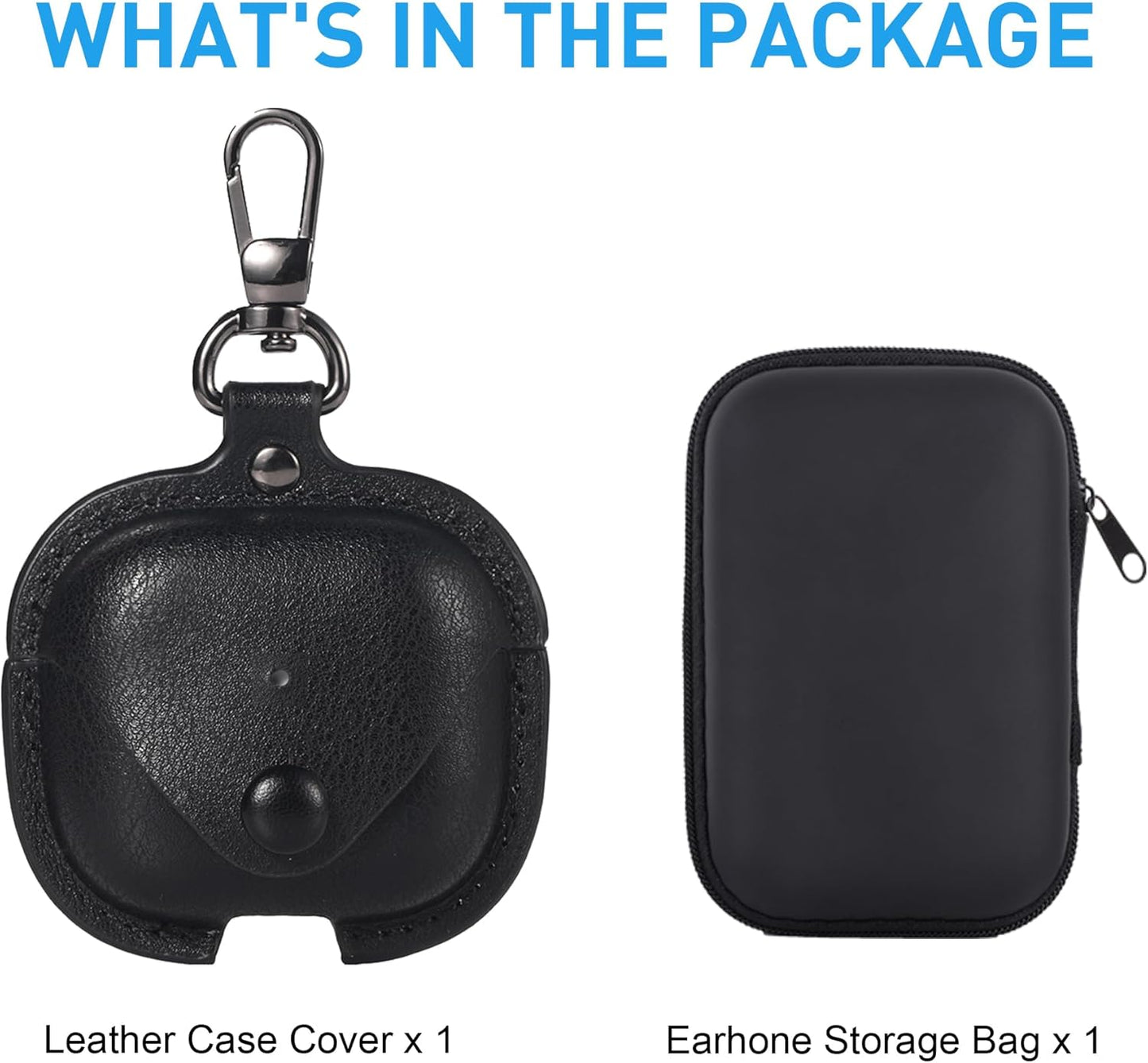 Compatible Airpods Case, Leather Airpods Cover 5 in 1 Protective Case with Keychain/Ear Hooks/Airpods Strap/Watch Band Holder/Earpods Case Compatible with Apple Airpods 2 1 Charging Case, Black
